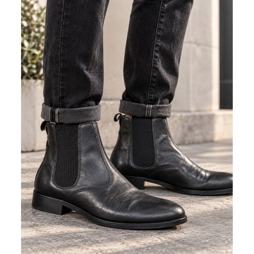 AllSaints Gus Chelsea Boots Mens 7 EU 40 Black Leather Designer Ankle Boots